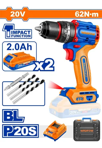 TALADRO DE IMPACTO BRUSHLESS 20V + 2 BATERIAS + CARGADOR